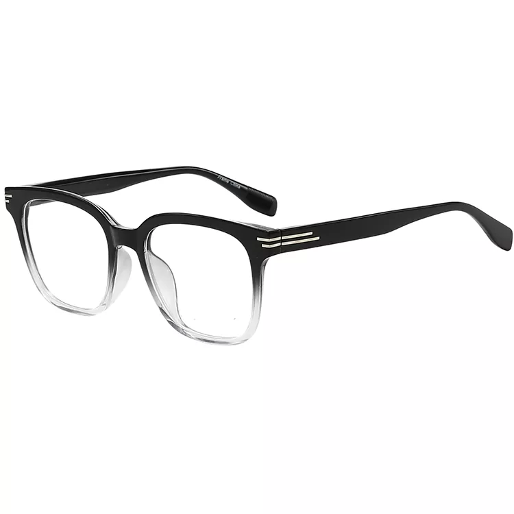 TR90 Transparenter, quadratischer, gestreifter Nieten-Mode-Optikrahmen